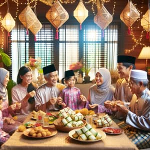 South Asian Family Celebrating Hari Raya Festival