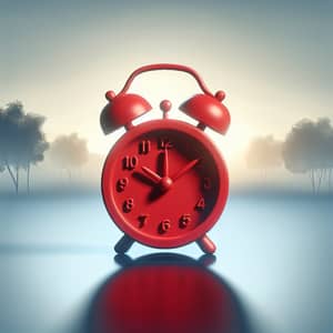 Striking Red Alarm Clock - Time Urgency in Focus