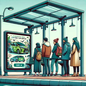 Urban Bus Shelter Advertising Panels | Eco-Friendly Car Service Ad
