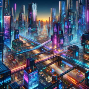 Captivating Cyberpunk Cityscape Illustration at Twilight