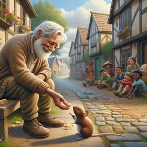 Heartwarming Scene of Unity and Kindness in Village | Elderly Man and Mouse Cartoon
