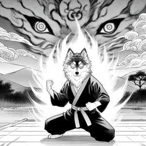 Supernatural Dog Character in Martial Arts-Themed Graphic Novel
