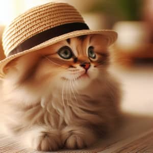 Adorable Fluffy Cat in Stylish Hat | Cute Kitty Photo