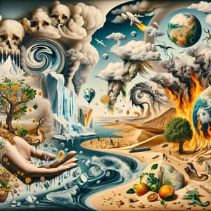 Surreal Climate Change Art: Exaggerated Transformation of Nature