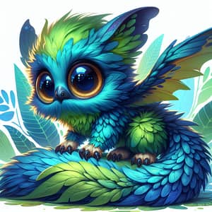 Fantasy Creature with Large Eyes and Leaf-like Tail