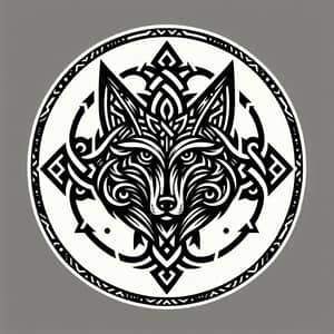 Black Viking Valknut Symbol with Coyote Head Design
