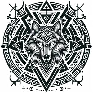 Valknut Tattoo Design with Coyote Head