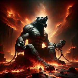 Fenrir: A Daunting Mythical Creature in Eerie Hellfire