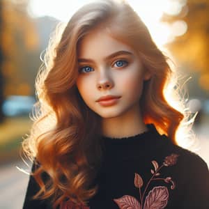 Beautiful Girl with Golden Hair and Blue Eyes