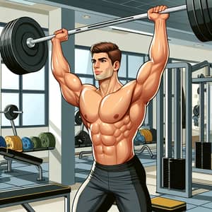 Muscular Caucasian Male Athlete Strength Training in Modern Gym