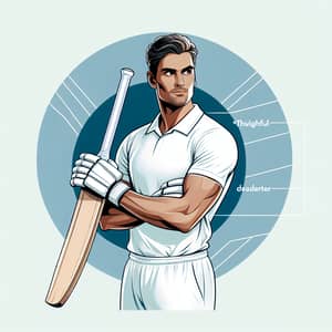 Athletic Leader in White Cricket Uniform Holding Bat