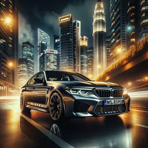 Sleek BMW M5 F90 in Urban Night Setting | Modern Engineering