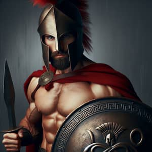 Fierce Spartan Warrior in Ancient Greek Armor