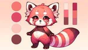 Chibi-Style Anthro Red Panda Sakura Reference Sheet