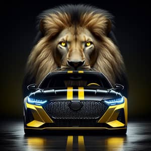 Black and Yellow Toyota Car Tuning with Lion-Inspired Headlights