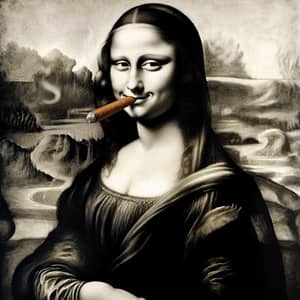 Italian Renaissance-Inspired Mona Lisa Painting with Mischievous Smirk