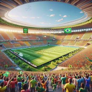 Vibrant Football Stadium in Brazil | Enthusiastic Crowd & Lush Green Field