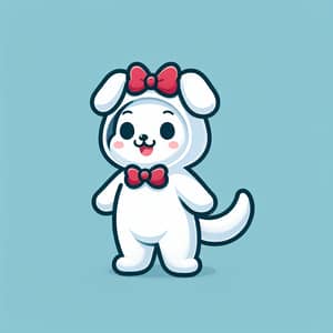 White Animated Cat Character Dressed in Dog Costume