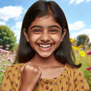 Young South Asian Girl Radiating Happiness and Confidence