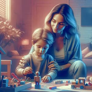 Empathetic Mother Encouraging Creative Play for Child