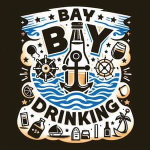 Bay Drinking T-shirt Logo for Boating Theme Party | Fun & Sophisticated Design