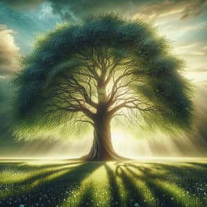 Majestic Tree in Vast Field | Nature Photography