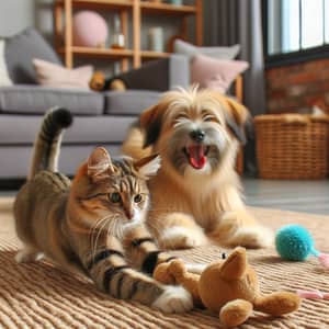 Playful Cat and Dog Indoor Interaction | Pet Toys Fun