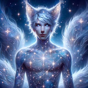 Celestial Being with Translucent Aura & Fox Features | Cosmic Fantasy