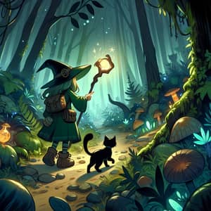 Young Witch's Adventure: Mysterious Forest Exploration