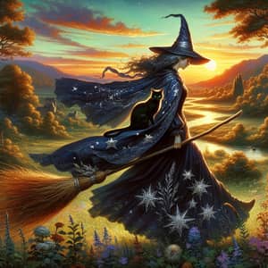 Enchanting Day of a Solitary Witch's Mystical Journey