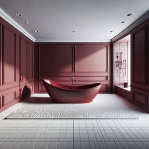 Bordeaux Red Bathtub in Elegant Bathroom Design