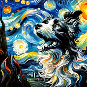 Playful Dog Oil Painting with Bold Brushstrokes