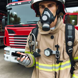 Male Firefighter with iPhone 12 and Firetruck | Emergency Response