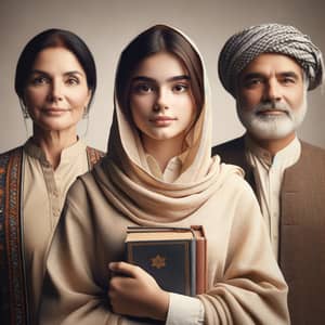 South Asian Pakhtoon Family Portrait - Education Symbolism