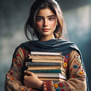 Empowered South Asian Girl with Books | Tribal Roots