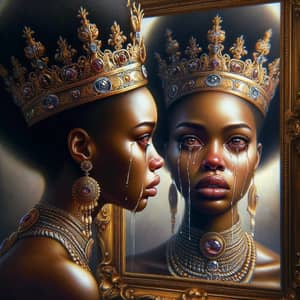 Hyperrealistic Oil Painting of African American Woman as Queen