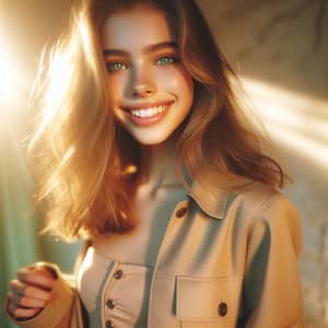 Vibrant Teen Girl in Beige Outfit | Fashion-Inspired Portrait