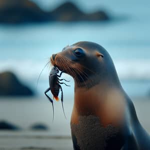 Sea Lion Eating Cockroach: Wildlife Encounter