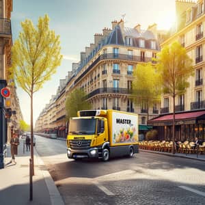 2020 Yellow Master Type Refrigerated Vehicle in Paris Street