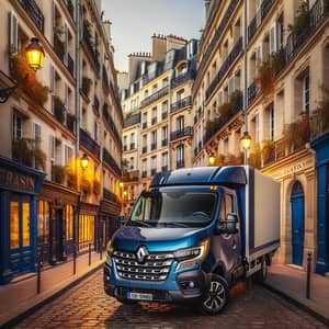 2017 Blue Renault Master Plateau in Paris
