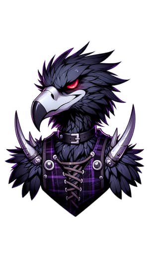 Anthropomorphic Crow with Sharp Feathers and Silver Claws