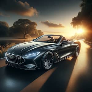 Luxurious Black Convertible Car at Sunset | Elegant Design