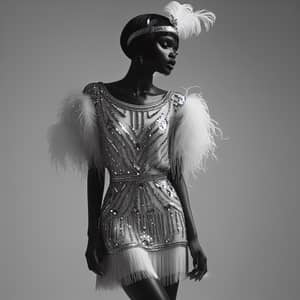 Elegant African Descent Woman in 1920s Flapper Dress