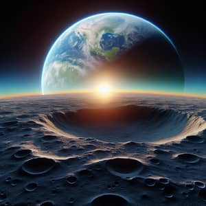 Stunning Earth Sunrise and Lunar Crater View