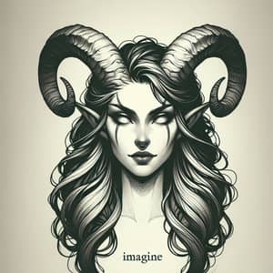 Elegant Tiefling Character with Medium-Sized Horns | Mystical Charm