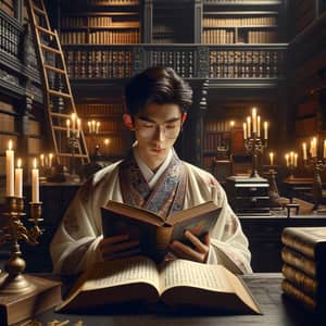 Elegant Chinese Scholar in Classical Library | Study Enthusiast