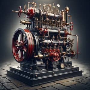 Vintage Gas Engine: Sturdy Steel & Iron Components
