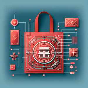 Futuristic '福' Symbol Tote Bag for Chinese New Year