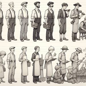 Diverse Worker Concept Art: Pencil Sketch & Color Illustration