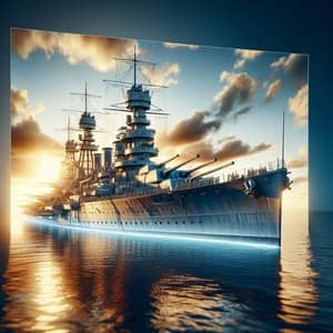 CNS HOOD Battleship in Calm Blue Ocean | Grand Scale Imagery